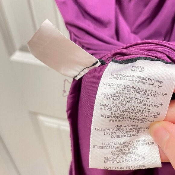 BCBGMaxAzria Evert Ruched V-Neck Dress Purple – XS - Picture 12 of 16